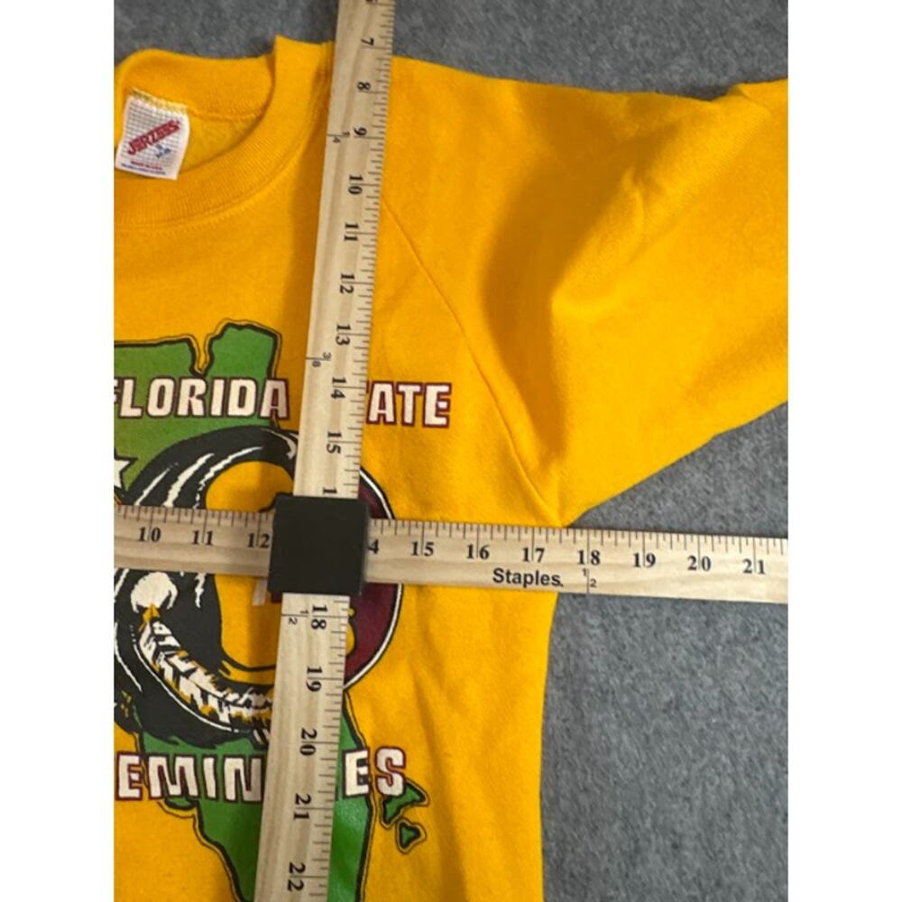 VTG 80s 90s Florida State Seminoles Sweatshirt Mens S Yellow Crewneck Collegiate - Picture 4 of 5